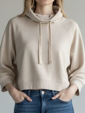 BB Dakota Cream Cowl-Neck Drawstring Sweater